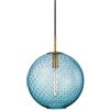 HJXDtech Lampada a sospensione in vetro sferico con texture a brufoli, paralume in ottone E27, lampada a sospensione da soffitto (blu)