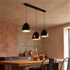 Licht-Erlebnisse Lampada a sospensione per interni Annie stile retrò color nero e oro in metallo trio luci 3xE27 ideale per cucina, sala da pranzo salone