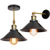 iDEGU Set di 2 plafoniere industriali retrò lampada da parete vintage design regolabile metallo retrò illuminazione a sospensione lampada E27 per camera da letto soggiorno cucina (nero - A, 220 mm)