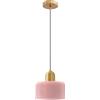 HJXDtech Mini Lampada a Sospensione in Vetro con Finiture Oro & Cavo Regolabile 200cm, Moderno Lampadario Sospeso da Soffitto E27 per Cucina, Sala da Pranzo, Camera da Letto (Rosa Lucido, 20cm)