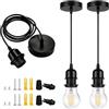 Bravsekai Kit Lampada a Sospensione Industriale Nera, 2 Pezzi Portalampada E27 con Cavo Regolabile, Lampada da Soffitto Stile Vintage Retrò per Isola Cucina, Corridoio e Sala da Pranzo