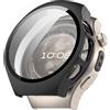 TINGYR Cover Compatibile con Huawei Watch 5 46mm, PC + Vetro Temperato per Proteggere lo Schermo.Nero