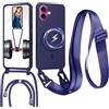 FERLAN Magnetica Cover per iPhone 16 Plus con Cordino,Blu | Compatibile con Magsafe,Custodia con Collana, Regolabile e Rimovibile,[Antiurto] [AntiGraffio] Case con Laccio Tracolla