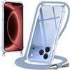 Oelrstfe Cover con Cordino per iPhone 18 Pro/iPhone 17 Pro, Blu | Trasparente Silicone Custodia con Regolabile Collana Laccio Tracolla, Antigraffio Proteggere Case Corda