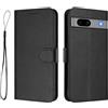 A-BEAUTY Custodia per Google Pixel 7a, in pelle PU, nera | Lanyar - Custodia a portafoglio magnetica con blocco RFID, 3 scomparti per carte di credito, supporto