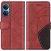 KKEIKO Cover Compatibile con Huawei Honor X7, Custodia in PU Pelle per Huawei Honor X7, Portafoglio Cover a Libro con Slot per Carte, Rosso
