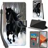 PHINIENLAND Cover per Xiaomi Redmi Note 13 Pro Plus custodia portafoglio Cavallo nero | 3 scomparti carte, 1 tasca banconote, Chiusura magnetica, Supporto, Pelle PU flip cover per Redmi Note 13 Pro+