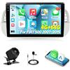 Motorsi 4GB+64GB Carplay Autoradio per Fiat 500 2007-2015 con Android Auto, Android Bluetooth Car Stereo Incell Schermo con GPS WiFi RDS/FM Radio SWC EQ USB Mirror Link Canbus + Telecamera Posteriore