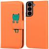 Ailisi Cover per Galaxy S22, Orange Flip Cover Cartoon Cute Frog Custodia Protettiva Caso Libro in Pelle PU con Portafoglio, Funzione Supporto - Rana, Arancia