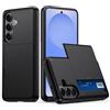 HAONANDE Custodia per Samsung Galaxy A16 / A17 con Scomparto Carte Nascosto, Cover Antiurto in PC Rigido TPU Morbido, Custodia Sottile Opaca con Slot Scorrevole, Donna Uomo Nero