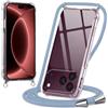 Oelrstfe Cover con Cordino per iPhone 18 Pro Max/iPhone 17 Pro Max, Blu | Trasparente Silicone Custodia con Regolabile Collana Laccio Tracolla, Antigraffio Proteggere Case Corda