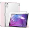 Fhyeugfy Custodia per Lenovo Idea Tab Pro Gen 2 13''con Portapenna [con 1 Pezzi Vetro Temperato Pellicola Protettiva],Auto Sveglia/Sonno,PC Trasparente Cover-Rosa
