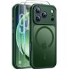 Qasyfanc Magnetica Cover per iPhone 17 Pro Max, Verde | Compatibile con MagSafe,con 2 Pezzi Vetro Temperato Pellicola, Cover Clear Slim Fit Antiurto Militare Antigiallo
