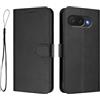 A-BEAUTY Custodia per Google Pixel 10a, in pelle PU, nera | Lanyar - Custodia a portafoglio magnetica con blocco RFID, 3 scomparti per carte di credito, supporto