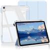 BQDIYOO Cover per iPad (A16) 11a generazione 11 (2025)/iPad 10a generazione 10,9 (2022), con porta penna, cover rigida trasparente sul retro, sveglia/sonno auto, blu chiaro