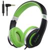 RockPapa I20 Cuffie per Bambini On Ear, Cuffie con Filo e Microfono per Bambina Ragazzi Bambino, Cuffie Pieghevoli per Scuola/Viaggio/Telefono/Tablet, Nero Verde