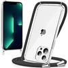 caslord Trasparente Cover con Cordino per iPhone 13 Pro Max | 1,6 m Regolabile | Antiurto | Anti-ingiallimento | Anti-Graffio | Nero