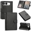 A-BEAUTY Custodia a libro per iPhone Duo, in pelle PU, colore nero | Lanyar - Custodia a portafoglio magnetica con blocco RFID, 3 scomparti per carte di credito, supporto