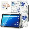 TiMOVO Custodia Universale per Tablet Android 10,1'' con Anello per Penna | Bianco/Blu, Tutti i Tablet Touchscreen da 9,6-11 Pollici, Cover Leggera e Pieghevole in Piedi, Cinghia a Mano