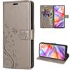 betterfon Custodia a portafoglio compatibile con ZTE Blade V70 Vita | Custodia a portafoglio in pelle PU di alta qualità | Custodia a portafoglio floreale | Grigio
