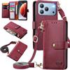 MOJIA Custodia Portafoglio Ulefone Note 23 con Tracolla | Design portafoglio in pelle con porta carte, tasca con cerniera, tracolla regolabile e protezione antiurto.