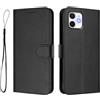 A-BEAUTY Custodia a libro per iPhone 12/12 Pro, in pelle PU, colore nero | Lanyar - Custodia a portafoglio magnetica con blocco RFID, 3 scomparti per carte di credito, supporto