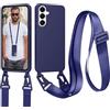 Jrkvniv Cordino Cover Compatible con Samsung Galaxy A54 5G Case, Blu | Necklace Cover Corda Custodia Collana Case Anti Graffio Antiurto Cellulare Bumper Silicone Liquido Shell Tracolla