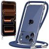 caslord Trasparente Cover con Cordino per iPhone 18 Pro Max/17 Pro Max | 1,6 m Regolabile | Antiurto | Anti-ingiallimento | Anti-Graffio | Blu scuro