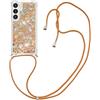 SNCLET Custodia per Samsung Galaxy S24 FE con Cordino Glitter Sabbie Mobili Liquido Custodia Cordino a Tracolla Cordino Regolabile Lanyard Sottile Morbido Silicone Custodia per Samsung S24 FE,Giallo