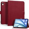 NANRUIL Custodia in pelle per iPad Mini A17 Pro 7a generazione 2024/6a | Custodia a portafoglio in vera pelle, fibbia magnetica, guscio protettivo intelligente, accensione e spegnimento automatico
