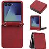 A-BEAUTY Custodia a libro per Samsung Galaxy Z Flip8, in pelle PU, rosso | Lanyar - Custodia a portafoglio magnetica con blocco RFID, 3 scomparti per carte di credito, supporto