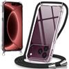 Oelrstfe Cover con Cordino per iPhone 18 Pro Max/iPhone 17 Pro Max, Nero | Trasparente Silicone Custodia con Regolabile Collana Laccio Tracolla, Antigraffio Proteggere Case Corda