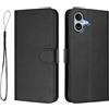 A-BEAUTY Custodia per iPhone 16 Plus, con chiusura magnetica, colore nero | Custodia a portafoglio in pelle PU antiurto con 3 slot per schede, cavalletto, blocco RFID, cinturino da polso