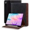 ONETHEFUL Custodia per Galaxy Tab S12+/S12 Plus 12.4 2026 (nero) | Custodia a portafoglio di alta qualità con supporto multi-angolo, due scomparti per carte di credito e cinghia elastica