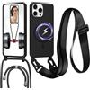 FERLAN Magnetica Cover per iPhone 14 Pro Max con Cordino, Nero | Compatibile con Magsafe,Custodia con Collana, Regolabile e Rimovibile,[Antiurto] [AntiGraffio] Case con Laccio Tracolla