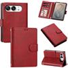 A-BEAUTY Custodia a portafoglio per iPhone Duo, in pelle PU, rosso vino | Lanyar - Custodia a portafoglio magnetica con blocco RFID, 3 scomparti per carte di credito, supporto