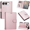 A-BEAUTY Custodia per iPhone Duo, con chiusura magnetica, colore: rosa | Custodia a portafoglio in pelle PU antiurto con 3 slot per schede, cavalletto, blocco RFID, cinturino da polso