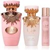 Lattafa Haya set donna Eau de Parfum 100 ml + Eau de Parfum miniatura 12 ml + Profumo per capelli 50