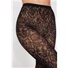 Tezenis Collant Rete E Pizzo Floreale Donna Nero