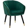 Poltrona Paris 62x58x78 cm in Legno Spugna Metallo e Poliestere Verde e Oro