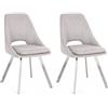 Set 2 Sedie 45x49,5x85 cm Kashar in Tessuto Grigio Chiaro
