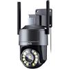CAYVIS 4K 8MP Telecamera Wi-Fi Esterno, 2,4/5Ghz, IP Videocamera Sorveglianza Rilevamento Persone, Auto Tracking Allarme Luce Rossa-Blu Visione Notturna a Colori 40m PTZ 2-Audio IP66 (Zoom ottico)