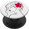 Pretty Girls, Flowers Black and White Sh Dreamy Girl Face Exotic Hibiscus Bianco Nero 2 Forme Mania PopSockets PopGrip Adesivo