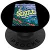 Minimalist Retro City Art Graphics (Seat Grafica artistica retrò grunge di Seattle Washington City PopSockets PopGrip Adesivo