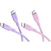 goobay 2 cavi USB-C in silicone, 1,5 m, viola/rosa, 60 W, USB-C | Cavo USB-C lungo 1,5 m, alimentazione fino a 60 W/3 A, guaina in silicone flessibile per una maggiore flessibilità