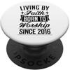 Wholesome Church Style With Christian Bi Vivere per fede nata per adorare dal 2016 Anno cristiano PopSockets PopGrip Adesivo