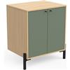 Demeyere Mobile sottolavabo Bagno con scomparti 2 ante impermeabile in legno - Gamma Elisa Made in France - Colore Verde Minerale & Rovere Vincenza - 70 x 78 x 50 cm