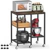 OGEMXU Carrello per microonde da cucina, supporto per microonde con ruote, stazione per tavolino da bar, scaffale per panettiere a 4 livelli, ripiano portaoggetti per piccoli elettrodomestici,