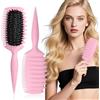 SALONKEY Spazzola arricciacapelli per ricci definiti, spazzola antistatica per districare e acconciare delicatamente, manico ergonomico, adatta per capelli ricci e ricci naturali (rosa)