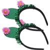 Beatifufu Cerchietto Cactus Glitter Verde in Feltro e Stoffa, 2 Pezzi | Accessori per Chioma, per Cosplay e Feste di Compleanno, Decorazione Simpatica, per Figlie e Amiche